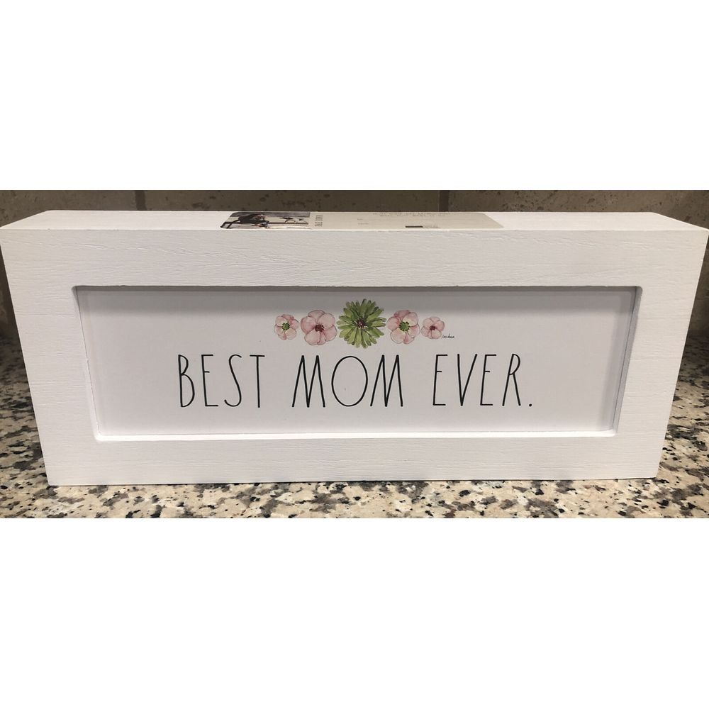New Rae Dunn BEST MOM EVER Wooden Sign Home Decor Farmhouse Style Moms Day
